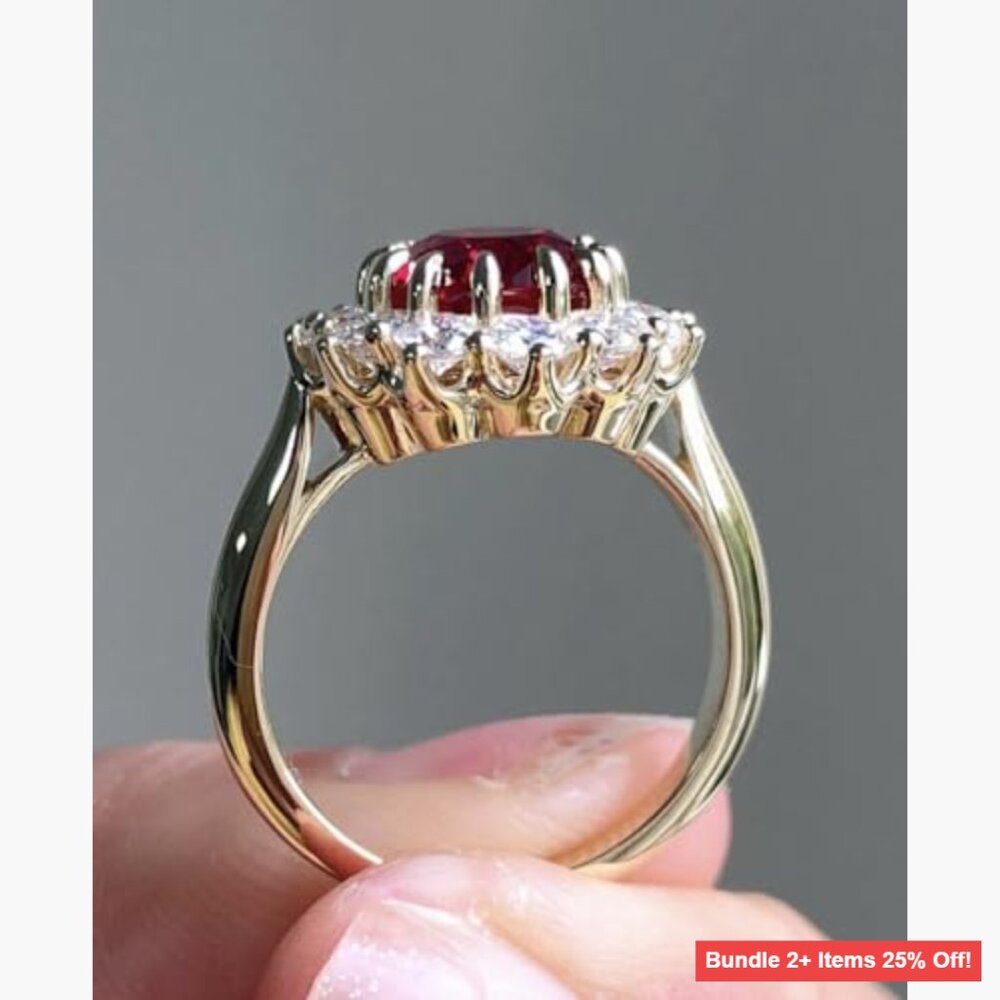 Sterling Silver Halo Ring Size 10 with Pave Setting Synthetic Gemstone - Picture 3 of 5